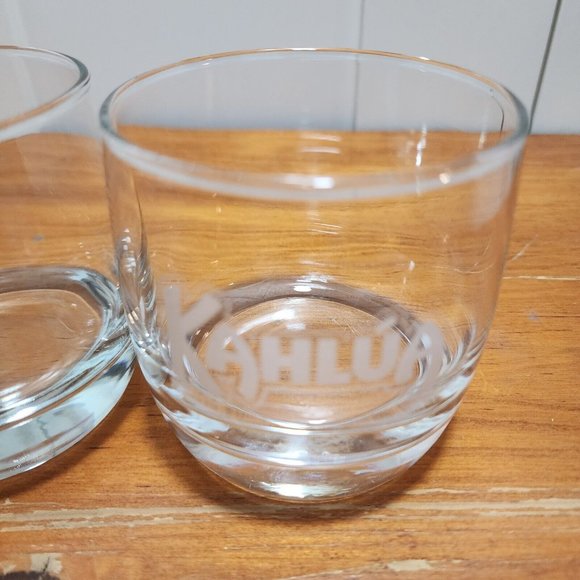 2) Kahlua Collectors Lowball Rock Cocktail Tumbler 3" barware glass 12 oz - Picture 3 of 11